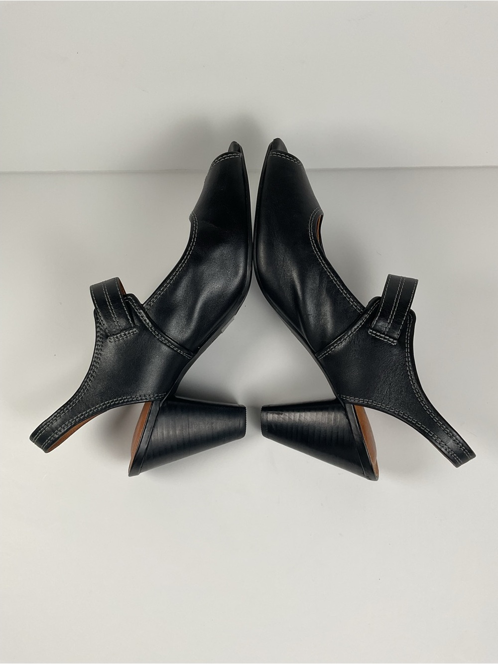 Clarks Artisan Black Leather Slingback Peep Toe Heels Women’s 9.5M - Picture 8 of 11